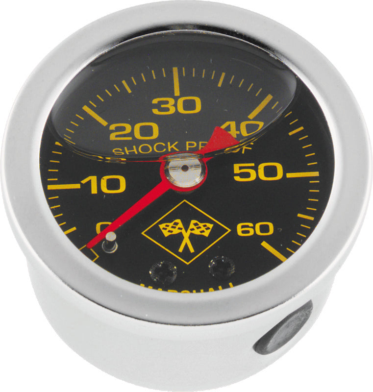 Bikers Choice 0-60 PSI Oil Pressure Gauge Black Face Stainless Bezel Liquid Filled Universal Custom 496457