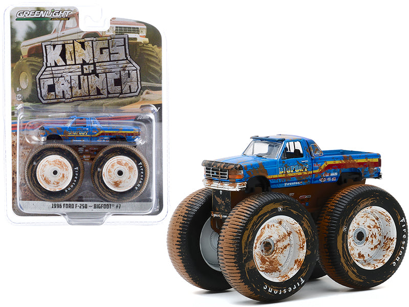 Rapid Vehicles 1996 Ford F-250 Monster Truck "Bigfoot #7" Blue (Dirty Version) "Kings of Crunch"...