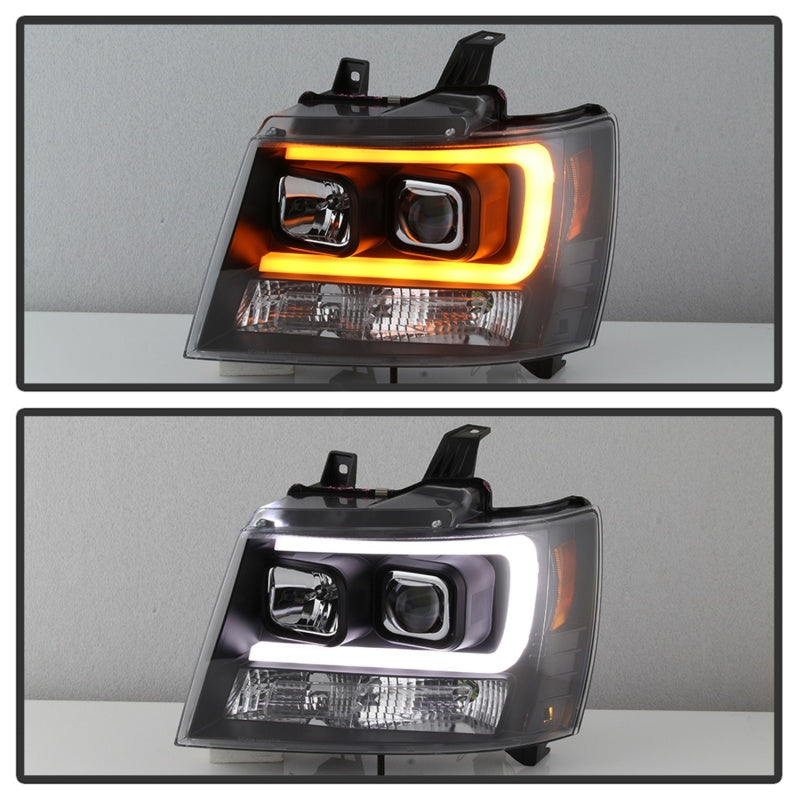FR SPORT Spyder 07-14 Chevy Suburban/Tahoe V2 Projector Headlights LED Turn Sig Black...