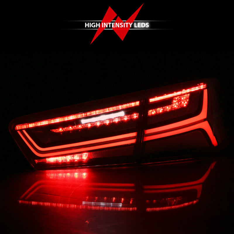 ANZO 2012-2018 Audi A6 LED Taillight Black Housing Red/Clear Lens 4 pcs (Sequential Signal) 321353