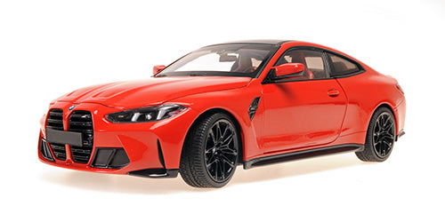 Minichamps 2024 BMW M4 Coupe (G82) w/ Black Carbon Roof Toronto Red Metallic 1:18