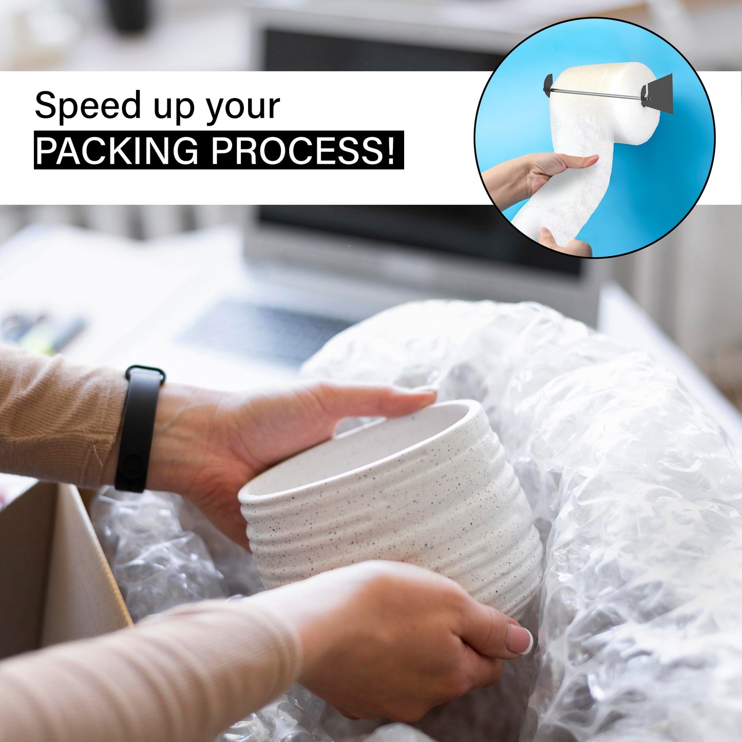 Wall/Ceiling Mount Dispenser Holder Brackets for Bubble Wrap Foam Rolls Packing