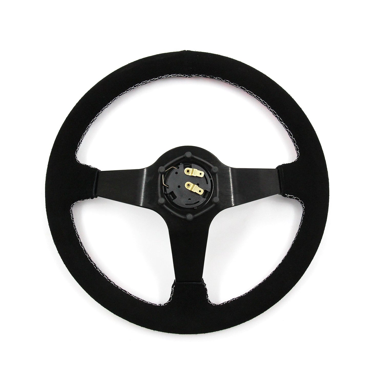 Universal 350mm 3"Deep Dish 6-Bolt Steering Wheel Black Suede Have Faith