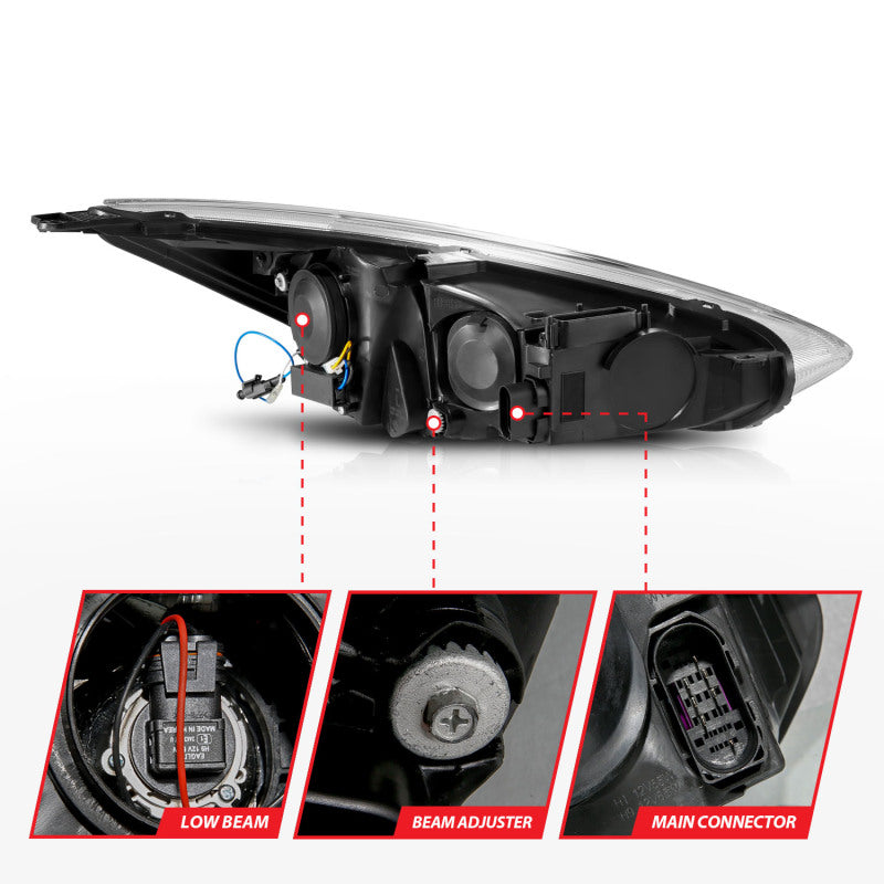 FR SPORT ANZO 15-18 Ford Focus Projector Headlights - w/ Light Bar Switchback Black Housing...