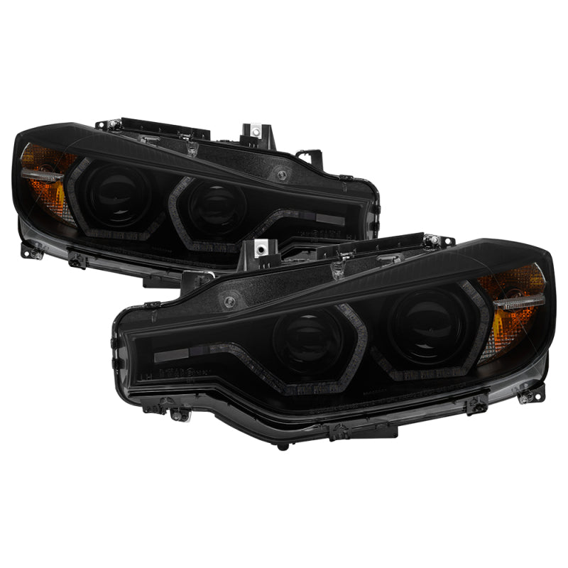 FR SPORT Spyder 12-14 BMW F30 3 Series 4DR Projector Headlights - LED DRL - Blk Smoke...