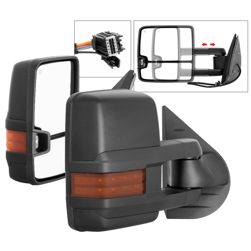 FR SPORT SPYDER xTune Chevy Silverado 07-13 Heated Amber LED Signal Telescoping Mirrors...