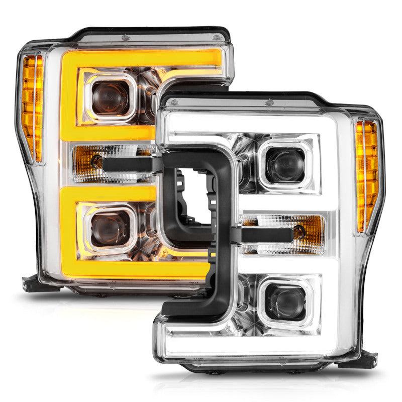 FR SPORT ANZO 17-19 Ford F-250/350/450 SD (w/o Factory LED HL) LED Proj Headlights w/Light Bar...