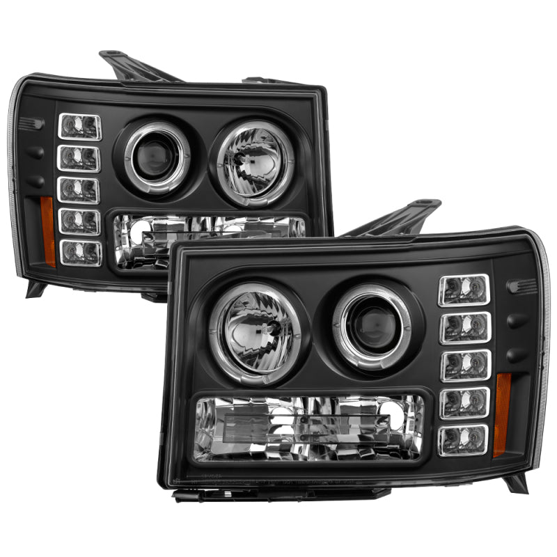 FR SPORT Spyder GMC Sierra 1500/GMC Sierra Denali 08-13 Projector LED Halo- LED Blk...