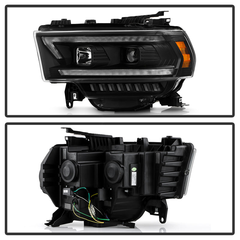 SPYDER 19-22 Dodge Ram 2500 (Halogen Only) Projector Headlights - Black PRO-YD-DR19HDHALSI-SEQ-BK 5088611