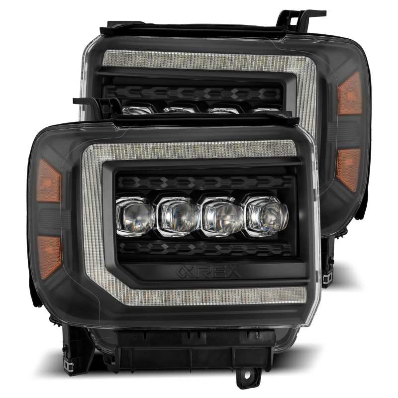 AlphaRex 14-18 GMC Sierra NOVA LED Proj Headlights Plank Style Black w/Activ Light/Seq Signal/DRL 880617 *Discontinued