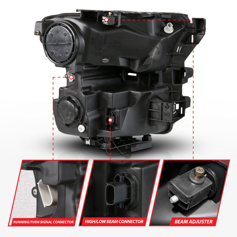 ANZO 15-17 Ford F-150 (Factory Halogen Model ONLY) Full LED Proj Headlights  Init/SeqSig Black- Pair 111630A