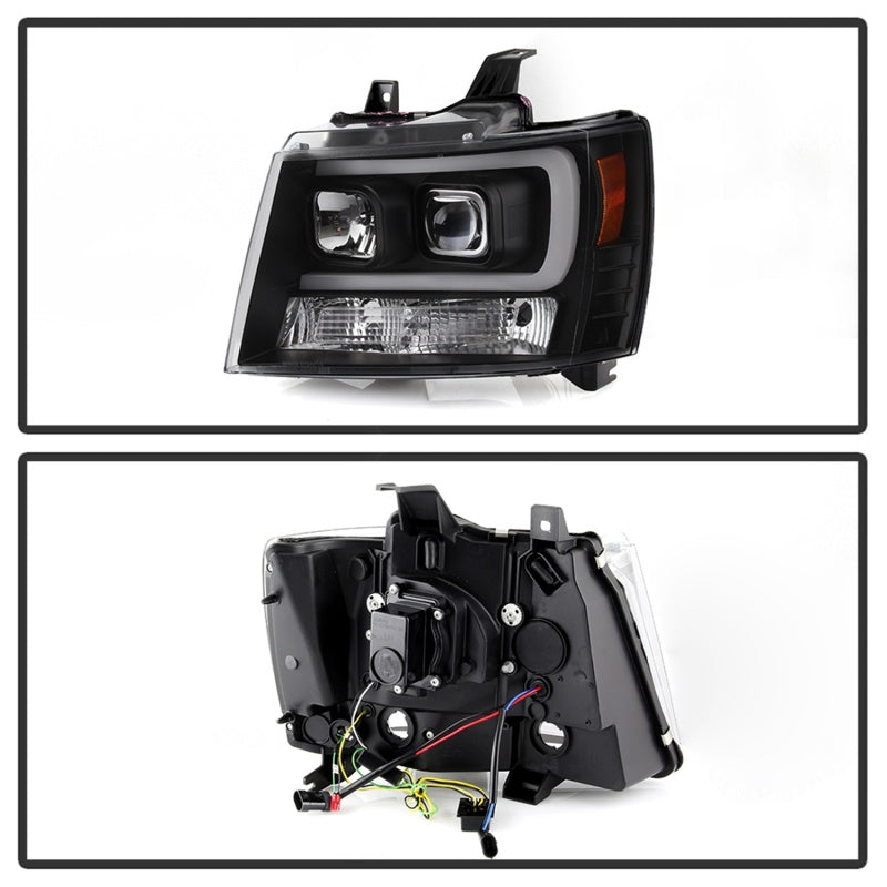 FR SPORT Spyder 07-14 Chevy Suburban/Tahoe V2 Projector Headlights LED Turn Sig Black...