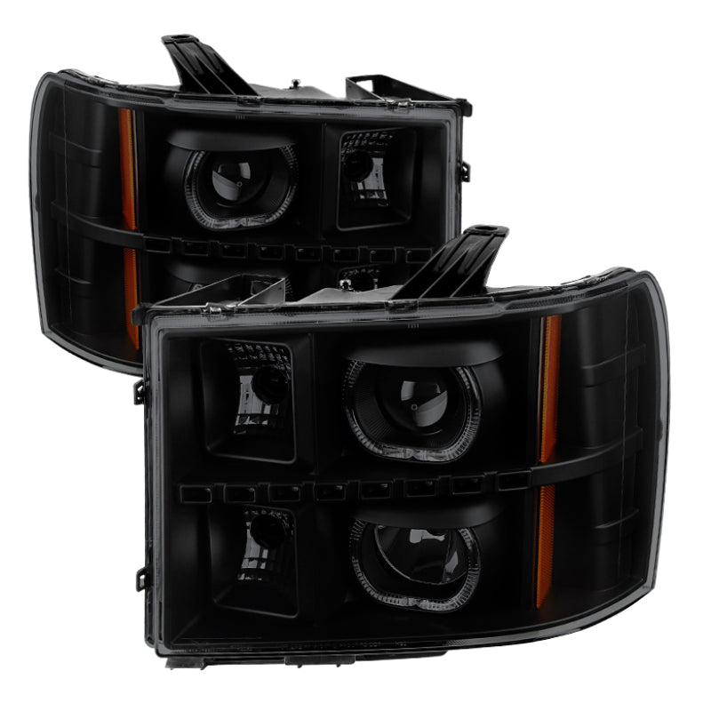 FR SPORT SPYDER Xtune GMC Sierra 2500/3500HD 07-13 Projector Headlights LED Halo- Black Smoked...