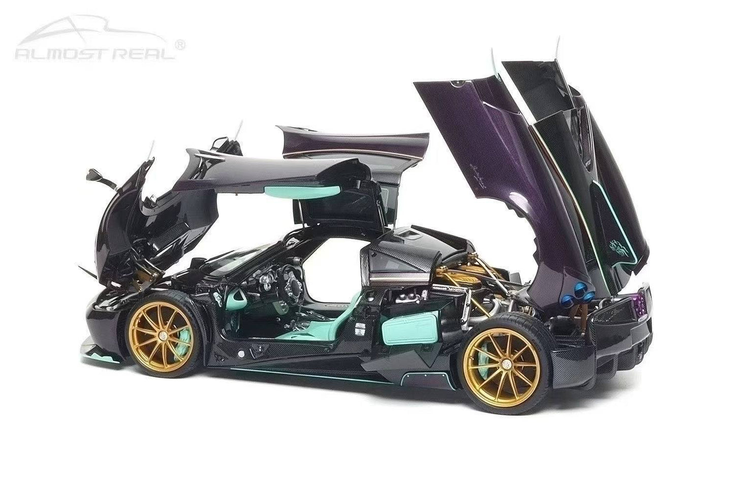 Almost-Real 2016 Pagani Huayra Dinastia Yazi Purple Carbon w/ Teal 1:18