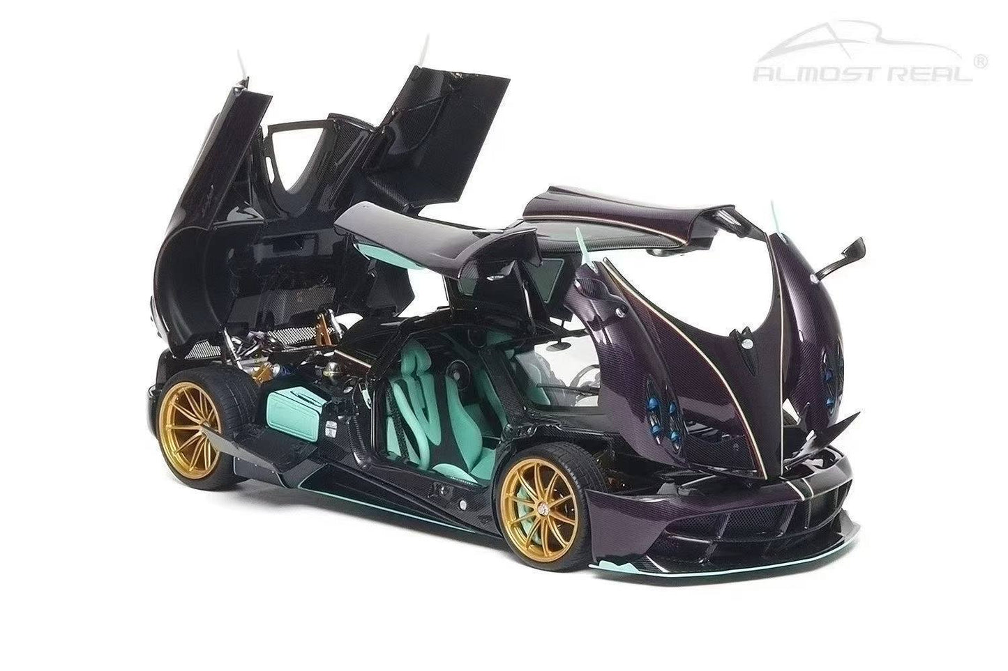 Almost-Real 2016 Pagani Huayra Dinastia Yazi Purple Carbon w/ Teal 1:18
