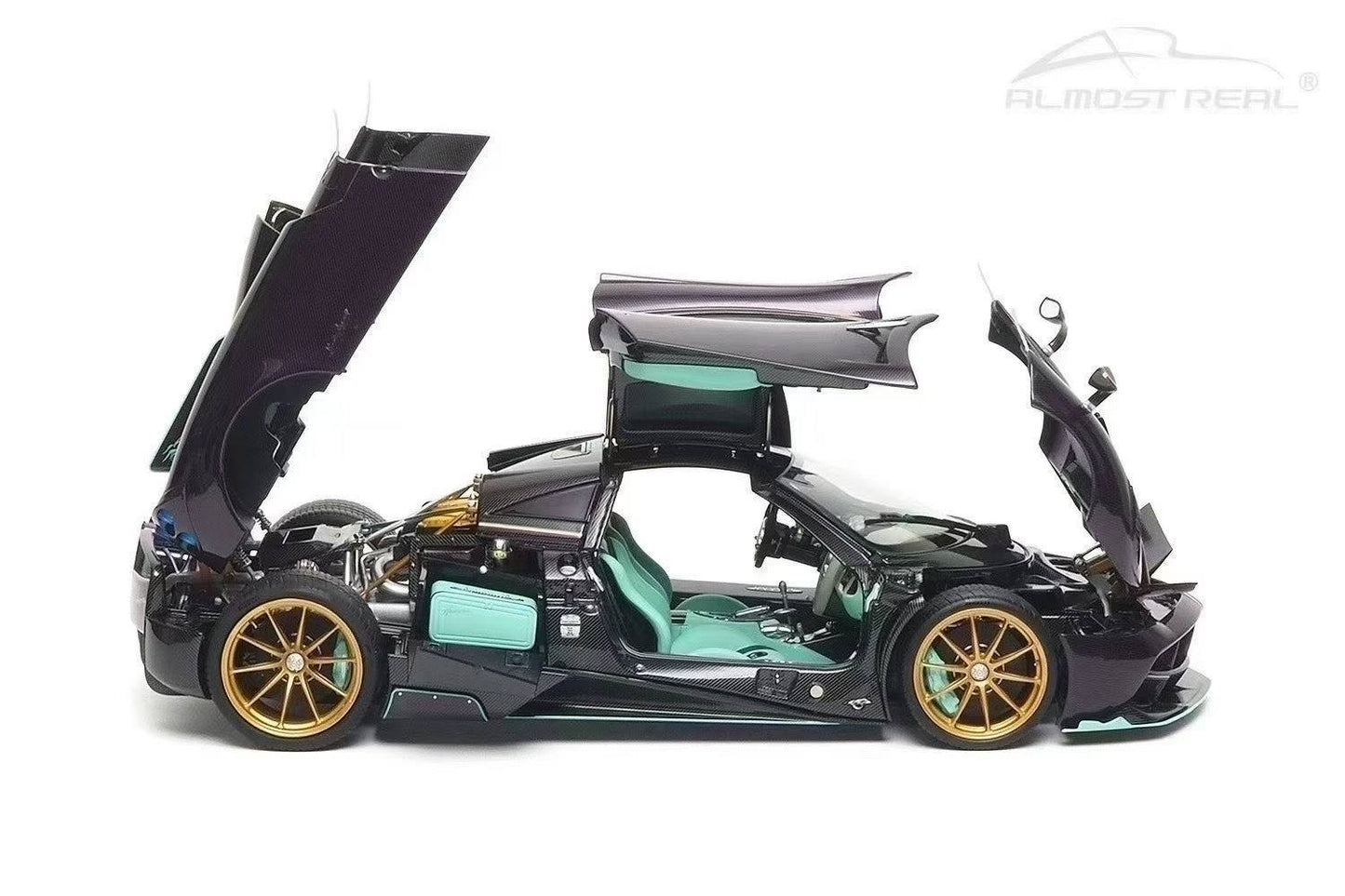 Almost-Real 2016 Pagani Huayra Dinastia Yazi Purple Carbon w/ Teal 1:18