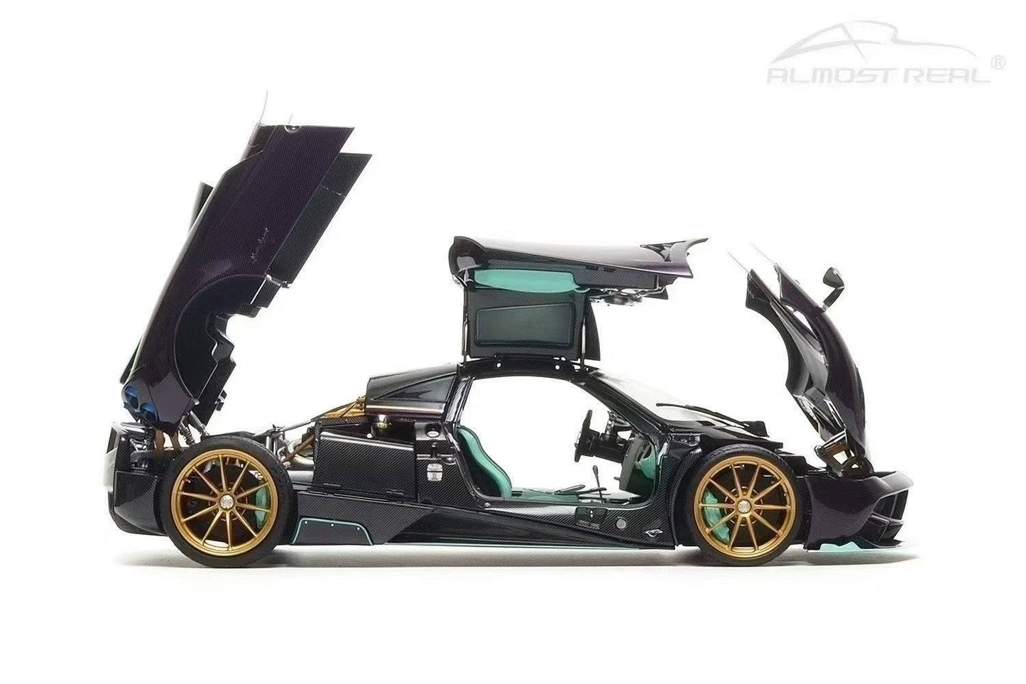 Almost-Real 2016 Pagani Huayra Dinastia Yazi Purple Carbon w/ Teal 1:18