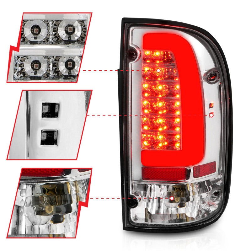 FR SPORT ANZO 1995-2004 Toyota Tacoma LED Taillights Chrome Housing Clear Lens (Pair) 311355 -...