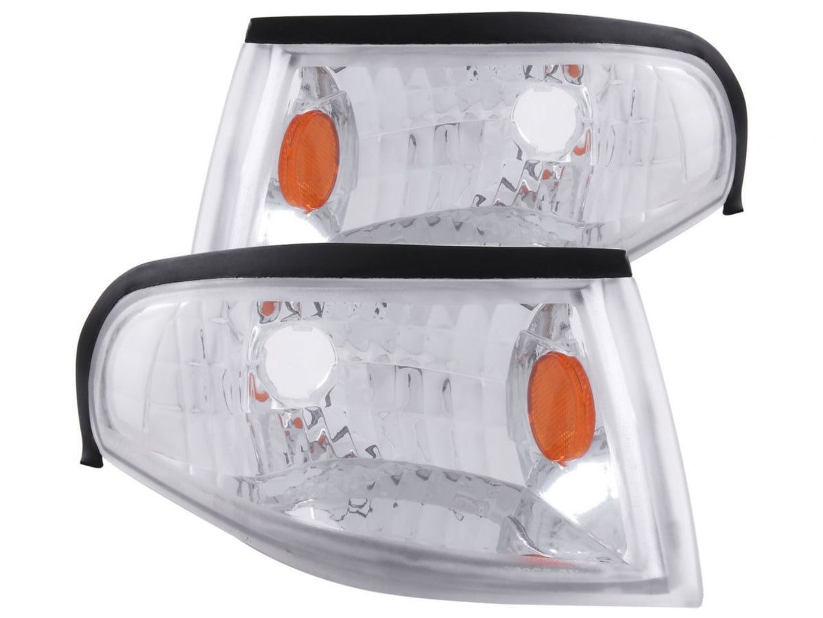 FR SPORT Anzo Corner Lights 1994-1998 Ford Mustang Euro Corner Lights Chrome w/Amber