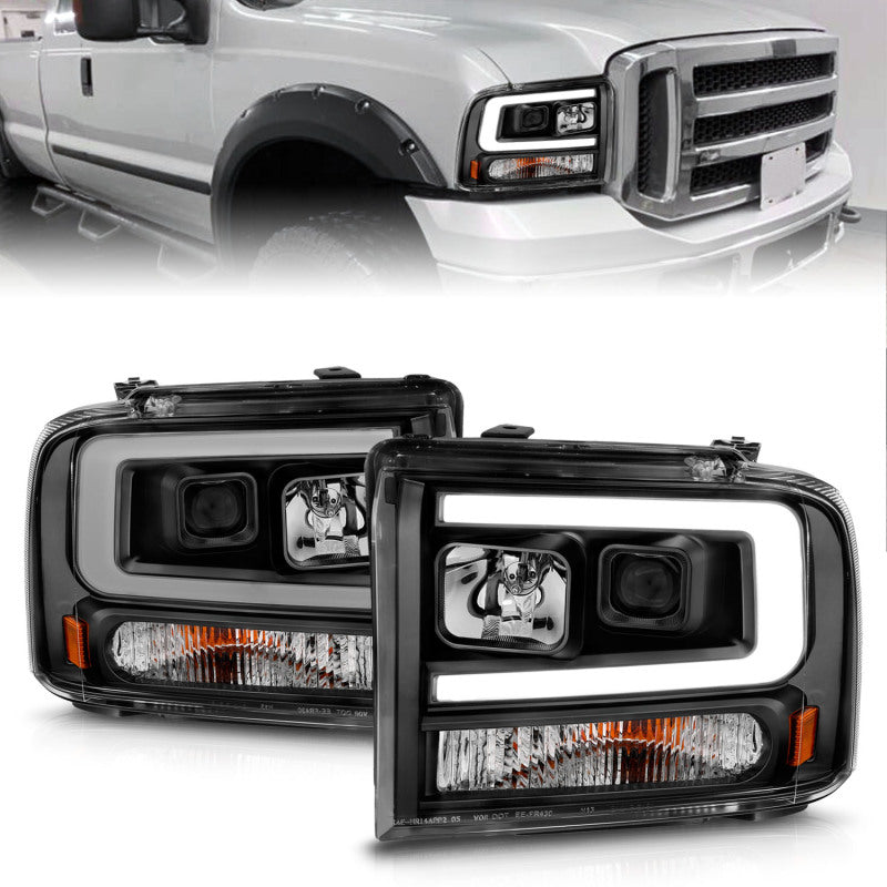 FR SPORT ANZO 99-04 Ford F250/F350/F450/Excursion (excl 99) Projector Headlights - w/ Light Bar...