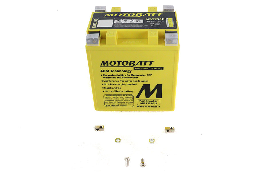MotoBatt 12V AGM Yellow Battery - MBTX30U