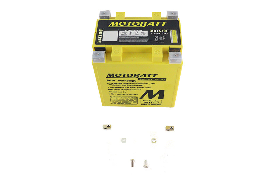 MotoBatt 12V AGM Yellow Battery - MBTX30U