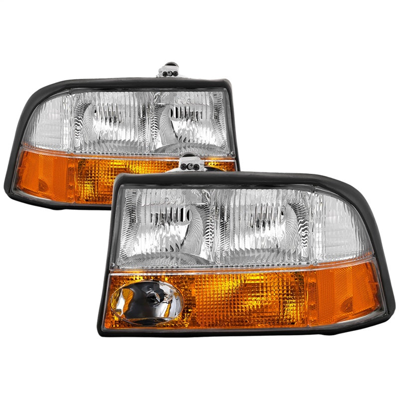 FR SPORT SPYDER xTune 98-01 GMC Jimmy S15 (w/Fog Lights) OEM Headlights w/Amber Bumper - Chrm...