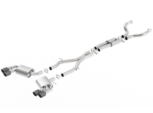 FR SPORT Borla 16-17 Chevy Camaro 6.2L 4in Dual CF Tips w/Black Core Dual Split Exit ATAK Catback...