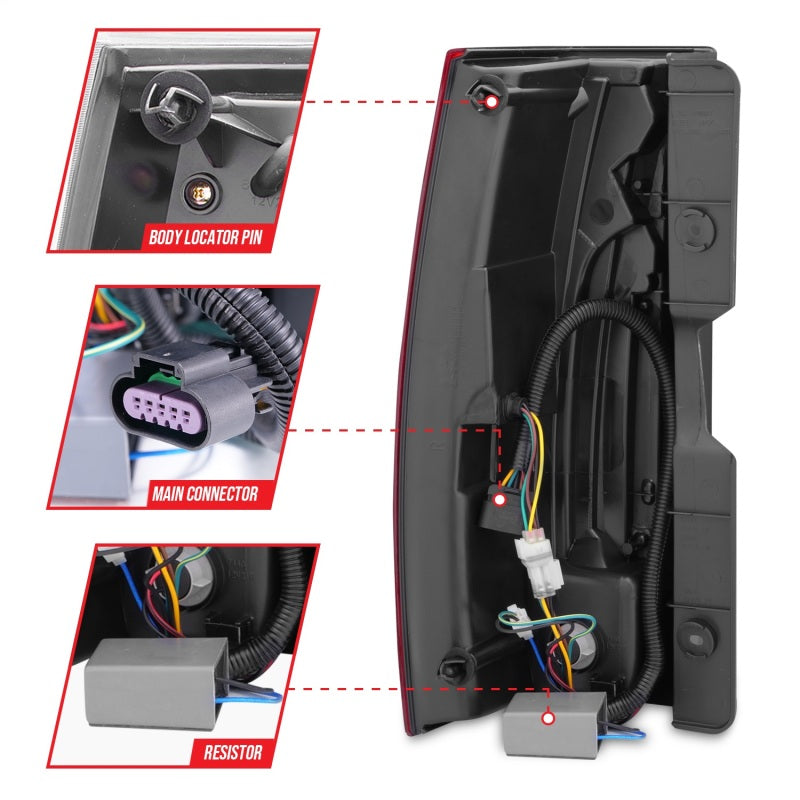 Anzo 2007-2014 Chevrolet Suburban LED Taillights Red/Clear - Escalade Look