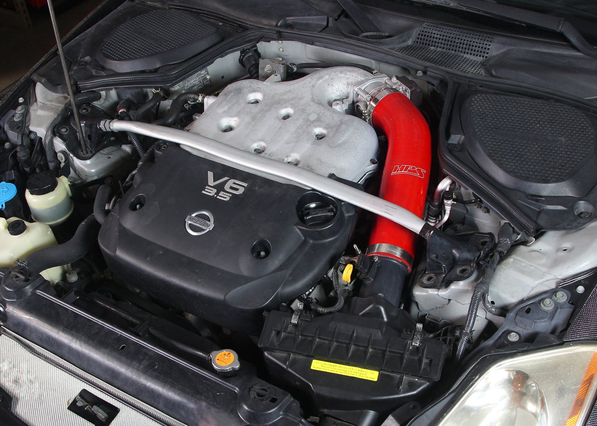 FR SPORT HPS Performance HPS Red Reinforced Silicone Post MAF Air Intake Hose Kit Nissan 03-06...