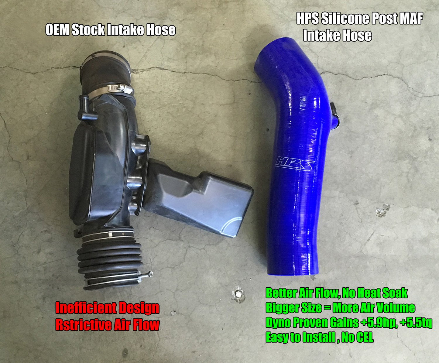 HPS Performance HPS Silicone Post MAF Air Intake Hose Kit Infiniti 06-08 M35 3.5L V6, 57-1592