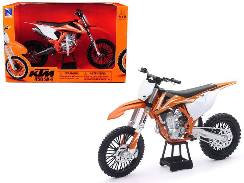 Rapid Vehicles KTM 450 SX-F Dirt Bike Orange and White 1/10 Diecast Motorcycle Model by New Ray ...