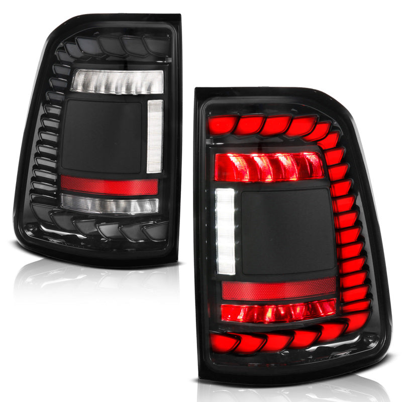 ANZO 19-24 RAM 1500 (Factory LED Models ONLY) Full LED Tail Lights SeqSig Black - Pair 311481A