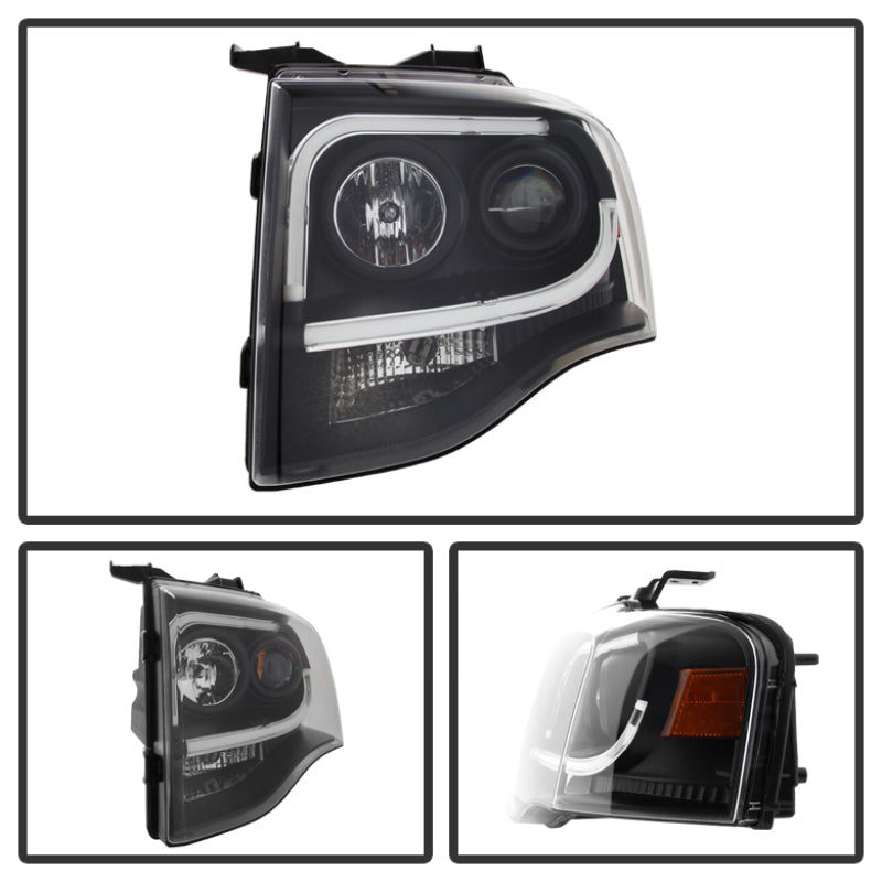 FR SPORT Spyder Ford Expedition 07-13 Projector Headlights Light Tube DRL Blk...