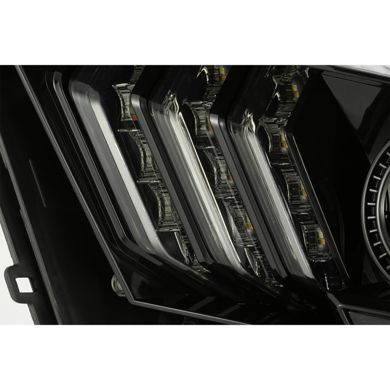 AlphaRex 10-12 Ford Mustang PRO-Series Projector Headlights Plank Style Jet Black w/Top/Bottom DRL 880110 *Discontinued