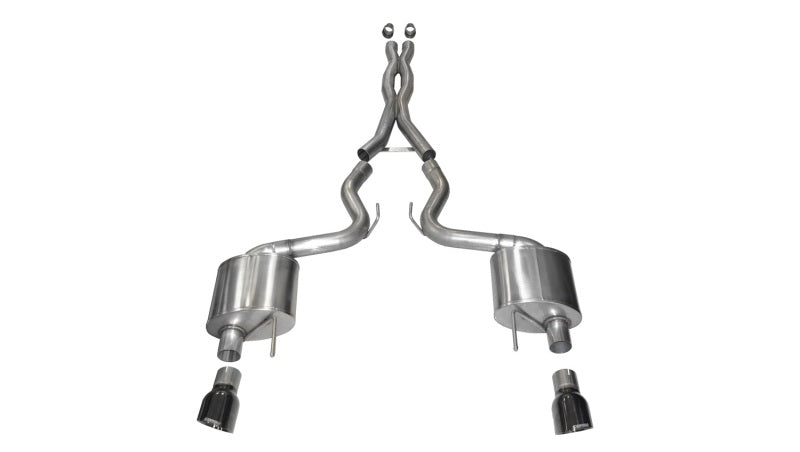 Corsa Performance 2015 Ford Mustang GT 5.0 3" Cat Back Exhaust, Black Dual 4.5" Tip