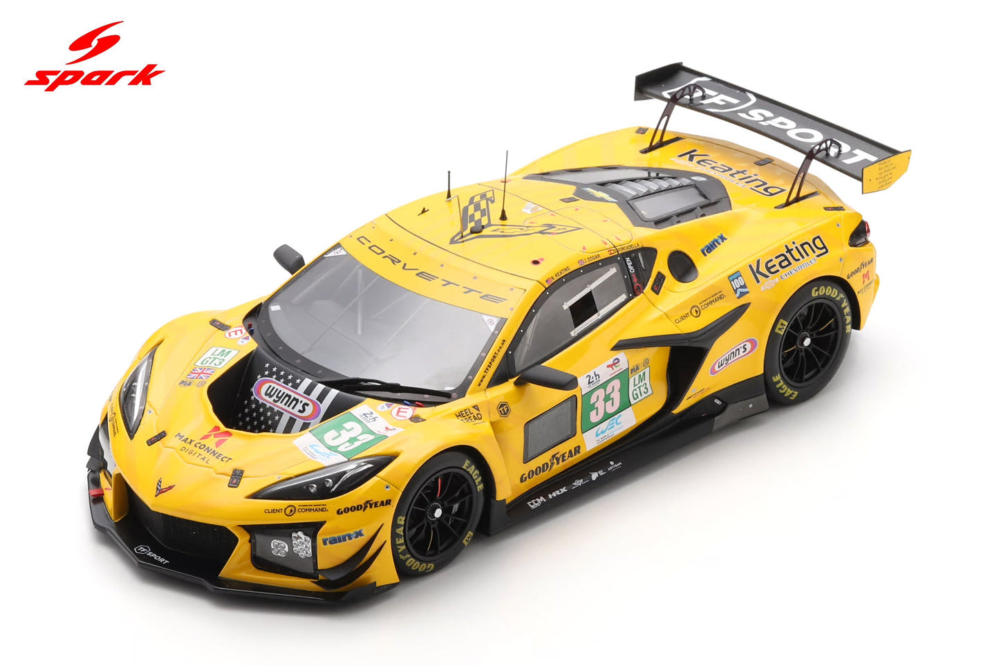 Spark Model Chevrolet Corvette C8 Z06 GT3.R #33 TF Sport 2025 IMSA Le Mans 24hrs 1:18 WITH DISPLAY