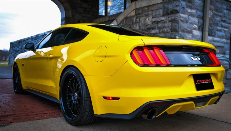 Corsa Performance 2015 Ford Mustang GT 5.0 3" Cat Back Exhaust, Black Dual 4.5" Tip