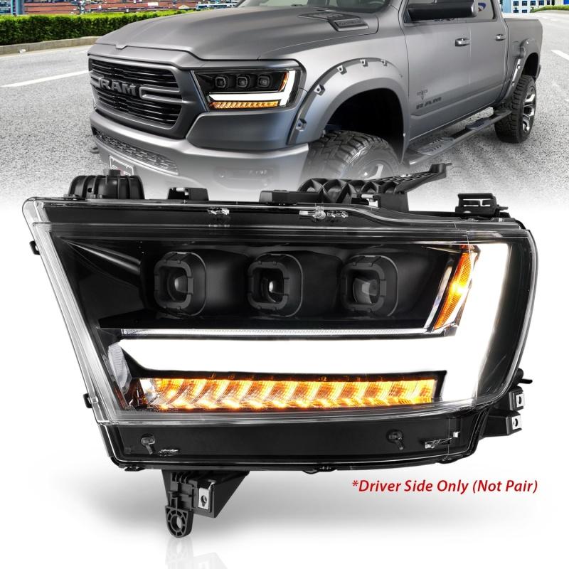 FR SPORT ANZO 2019-2020 Dodge Ram 1500  LED Projector Headlights Plank Style w/ Sequential Black...