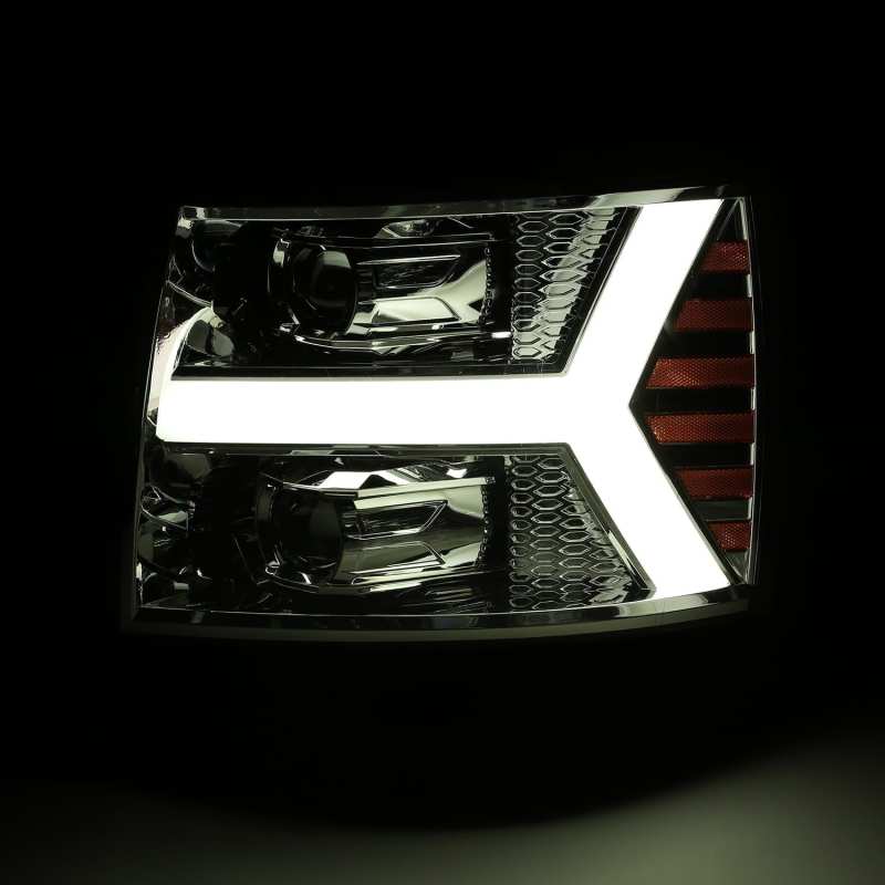 AlphaRex 07-13 Chevy 1500 LUXX LED Proj Headlights Plank Design Chrome w/ Activ Light/Seq Signal/DRL 880222 *Discontinued