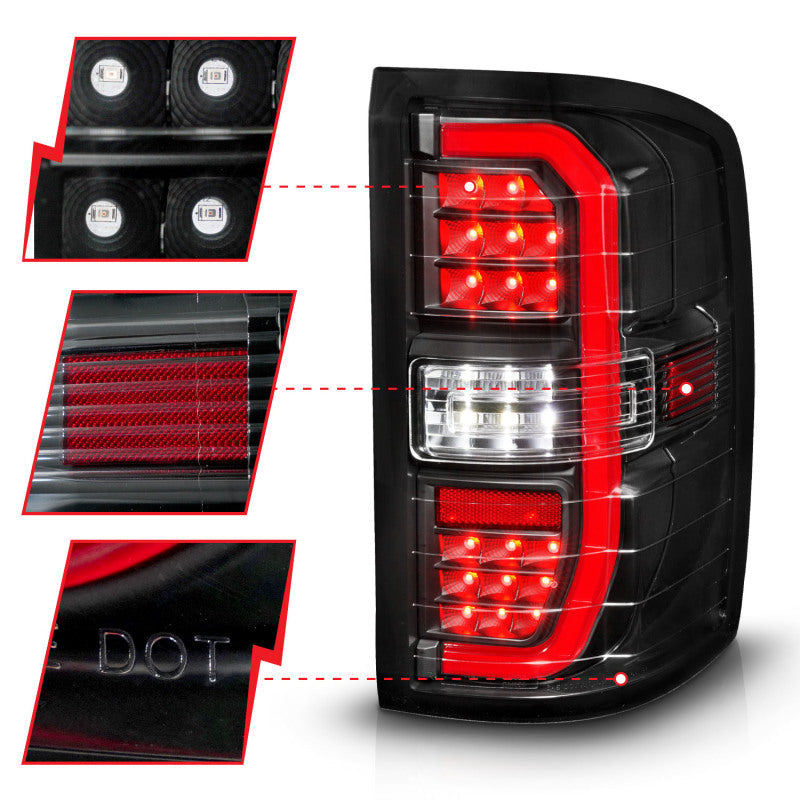 FR SPORT ANZO 14-18 GMC Sierra 1500 Full LED Taillights Black Housing Clear Lens (w/C Light Bars)...