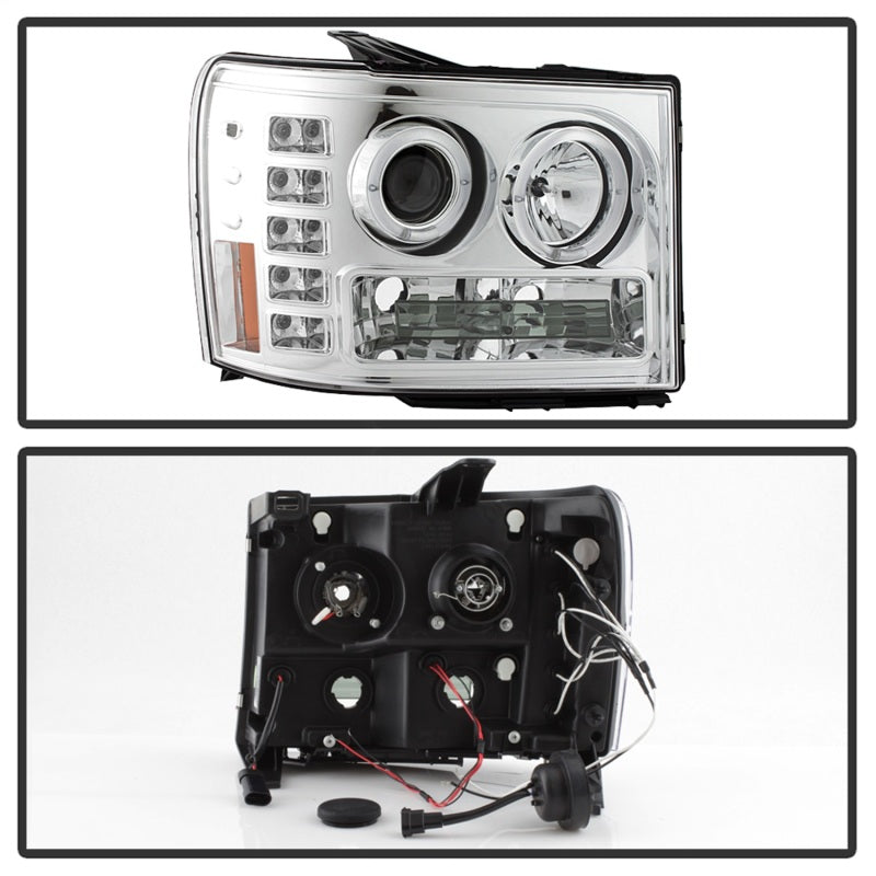 FR SPORT Spyder GMC Sierra 1500/2500/3500 07-13 Projector Headlights LED Halo- LED Chrome...