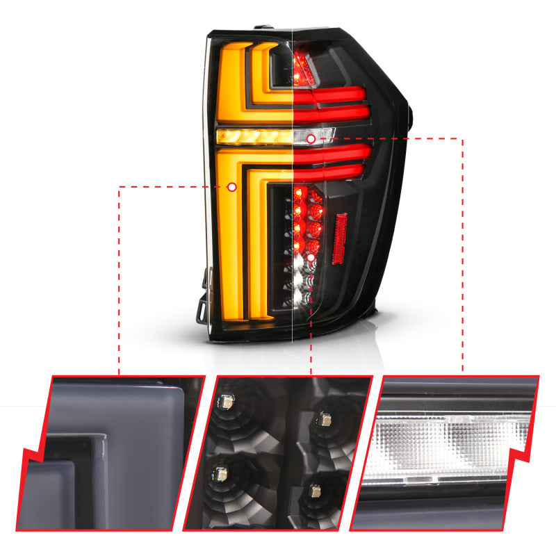 ANZO 21-24 Chevy Suburban/Tahoe Full LED Tail Lights SeqSig Black - Pair 311483A