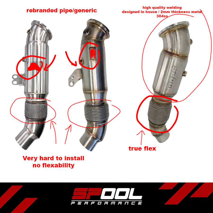 B58 5 Inch Stainless Steel 200 CELL Euro 5 Catted Downpipe Upgrade [Race Downpipes]