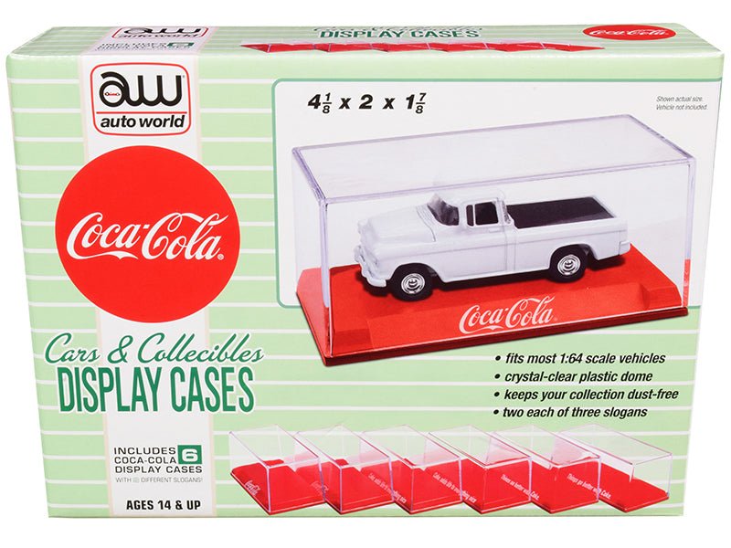 Rapid Vehicles 6 Collectible Acrylic Display Show Cases with Red Plastic Bases with 3 Different...