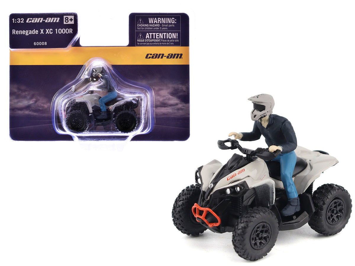 Rapid Vehicles Can-Am Renegade X XC 1000R ATV Chalk Gray with Driver Figure 1/32 Diecast Model by...