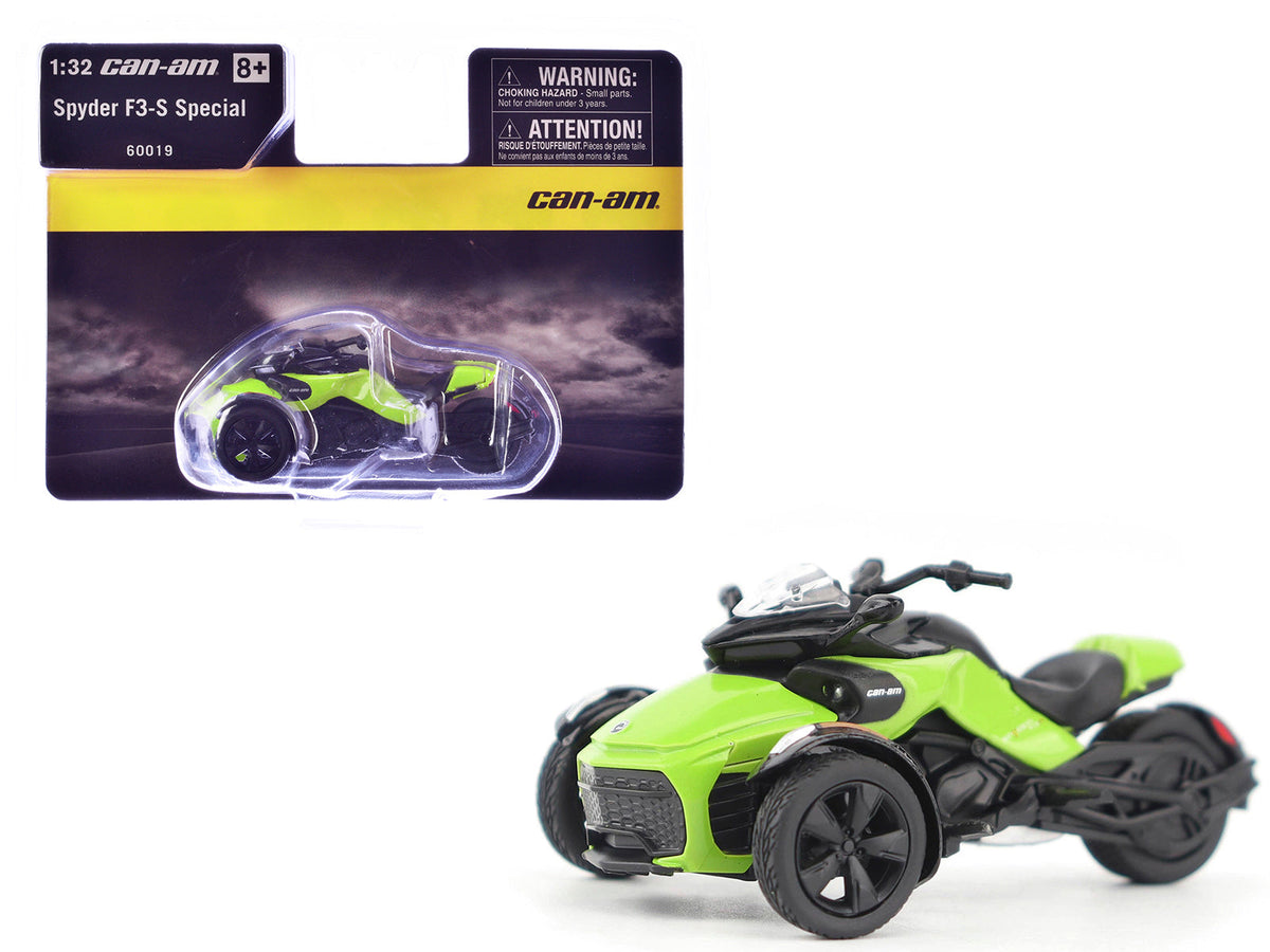 Rapid Vehicles Can-Am Spyder F3-S Special 3-Wheel Motorcycle Manta Green 1/32 Diecast Model by...
