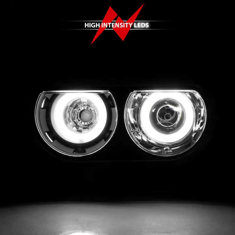 Anzo 2008-2014 Dodge Challenger Projector Headlights w/ Halo Black (CCFL)