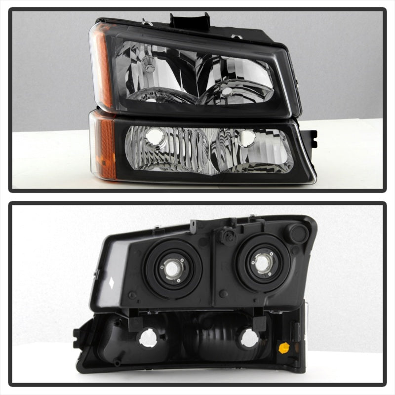 FR SPORT SPYDER Xtune Chevy Silverado 2500HD 03-06 Crystal Headlights w/ Bumper Lights Black...