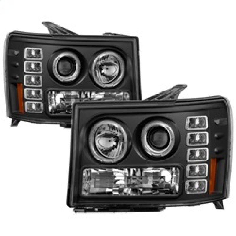 FR SPORT Spyder GMC Sierra 1500/GMC Sierra Denali 08-13 Projector LED Halo- LED Blk...